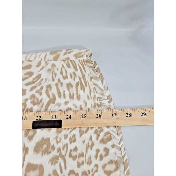 Calvin Klein Womens Small Animal Print Ivory/Beige Buttonup Rollup Sleeve Blouse - Picture 8 of 9